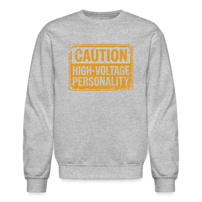 Caution High Voltage Personality Sweatshirt - heather gray