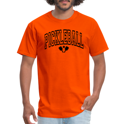 Pickleball T-Shirt (Arched Black Letters) - orange