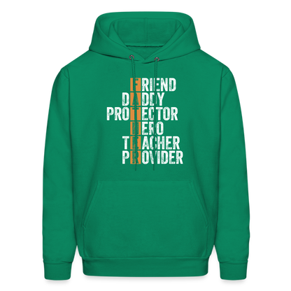 Friend Daddy Protector Hero Teacher Father Hoodie - kelly green