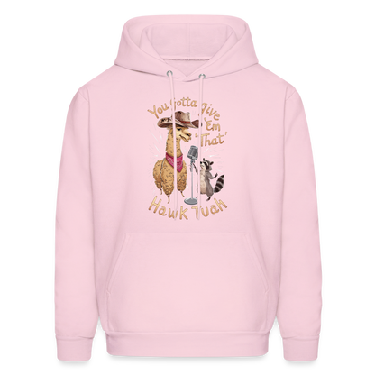 You Gotta Give 'Em That Hawk Tuah Hoodie with Lama & Raccoon - pale pink