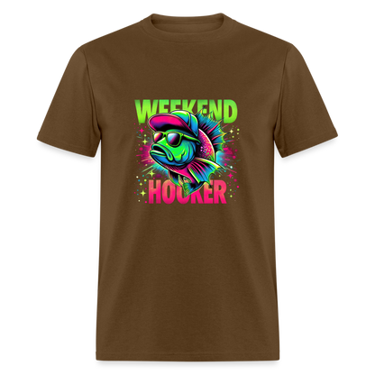 Weekend Hooker (Fishing) T-Shirt - brown