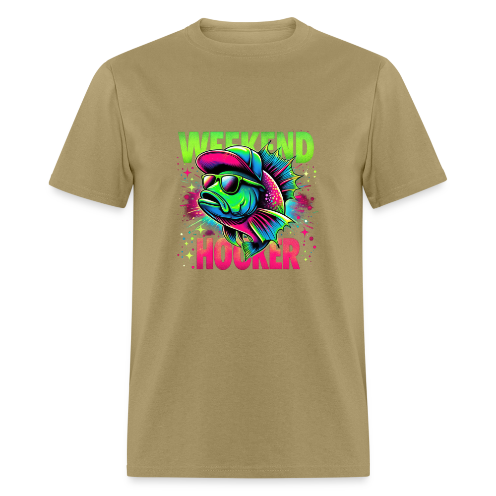 Weekend Hooker (Fishing) T-Shirt - khaki