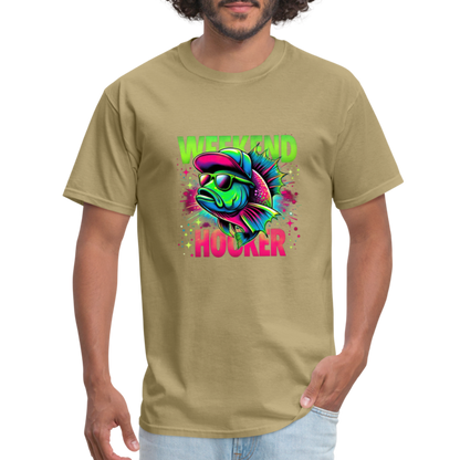 Weekend Hooker (Fishing) T-Shirt - khaki