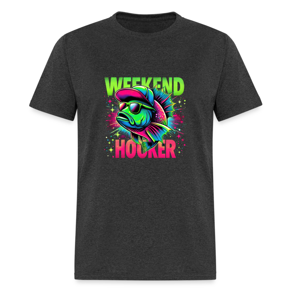 Weekend Hooker (Fishing) T-Shirt - heather black