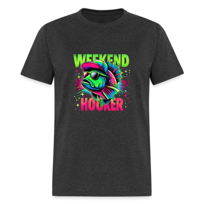 Weekend Hooker (Fishing) T-Shirt - heather black