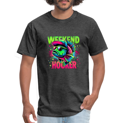 Weekend Hooker (Fishing) T-Shirt - heather black