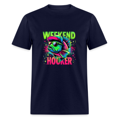 Weekend Hooker (Fishing) T-Shirt - navy