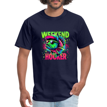 Weekend Hooker (Fishing) T-Shirt - navy