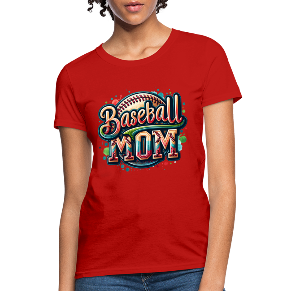 Baseball Mom Women's T-Shirt - red