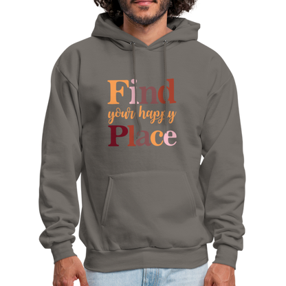 Find Your Happy Place Hoodie - Color: asphalt gray