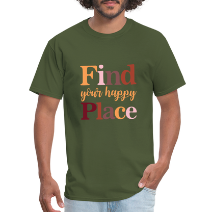 Find Your Happy Place T-Shirt - Color: heather black