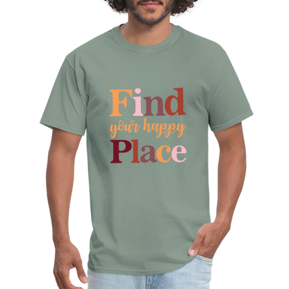 Find Your Happy Place T-Shirt - Color: heather black