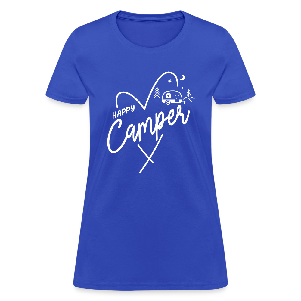 Happy Camper Women's T-Shirt (Camping and RVing) - royal blue