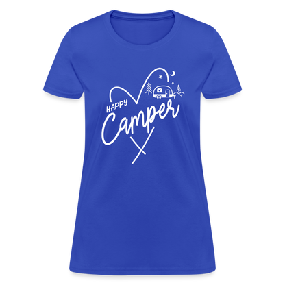 Happy Camper Women's T-Shirt (Camping and RVing) - royal blue