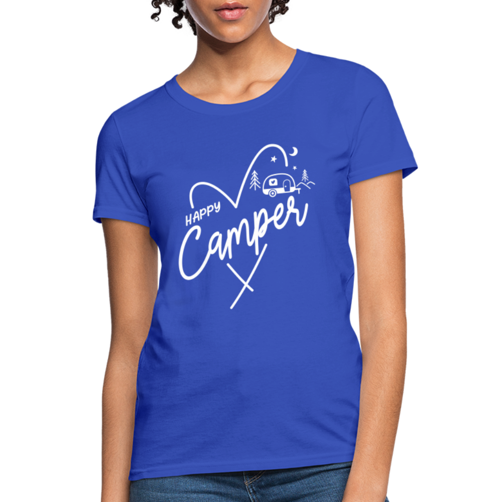 Happy Camper Women's T-Shirt (Camping and RVing) - royal blue