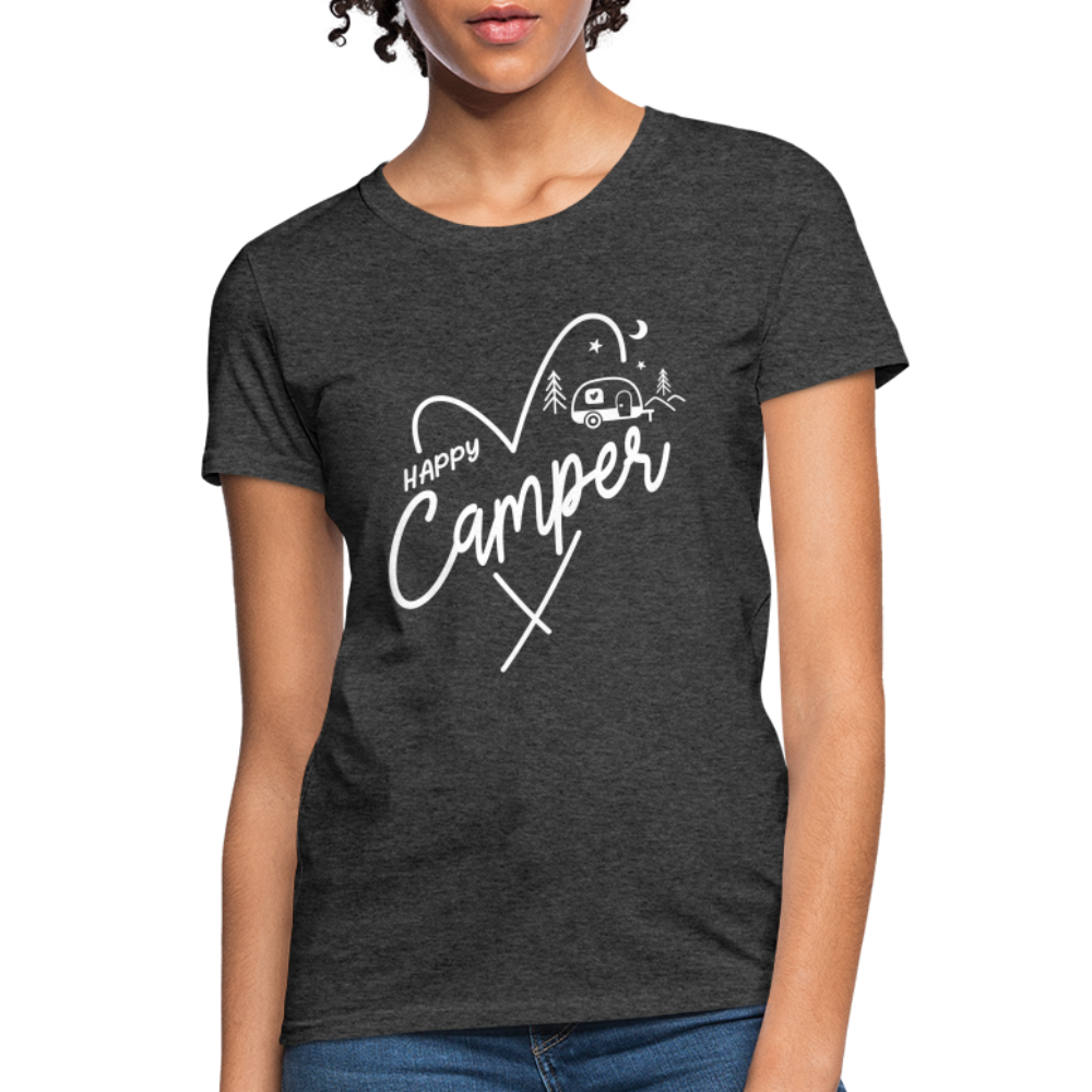 Happy Camper Women's T-Shirt (Camping and RVing) - heather black