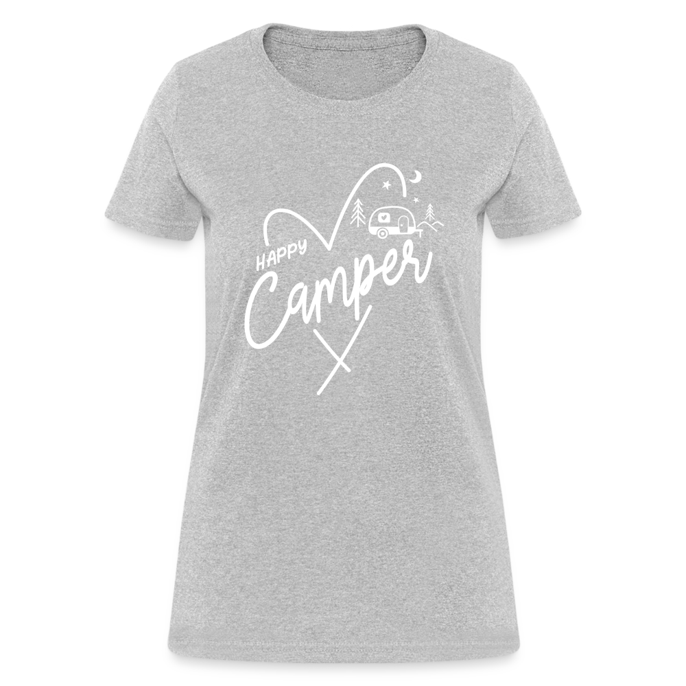 Happy Camper Women's T-Shirt (Camping and RVing) - heather gray