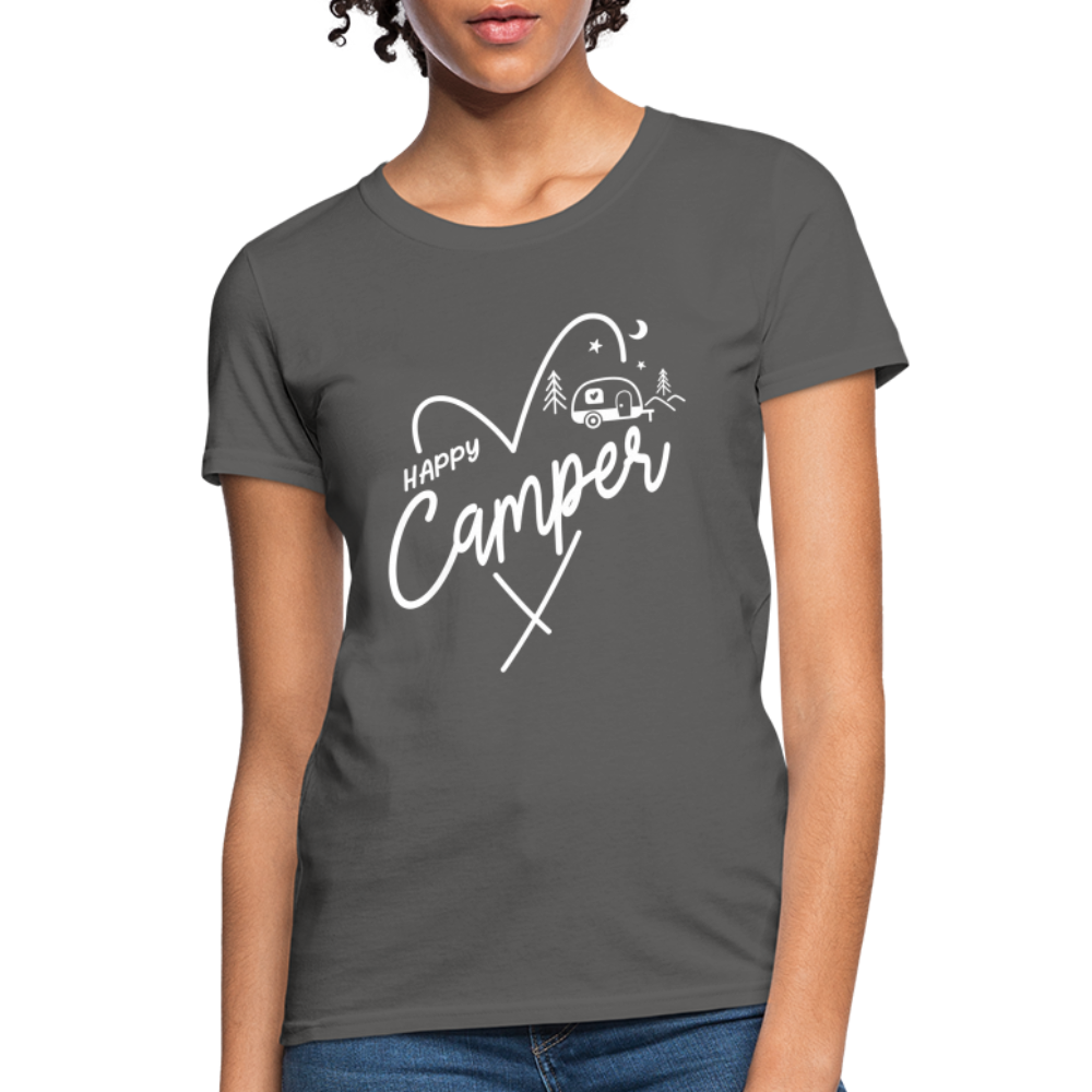 Happy Camper Women's T-Shirt (Camping and RVing) - charcoal