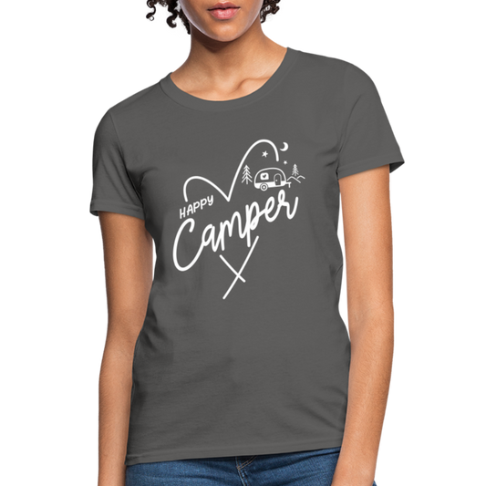 Happy Camper Women's T-Shirt (Camping and RVing) - charcoal