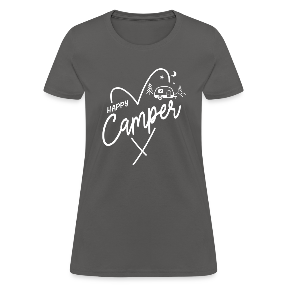 Happy Camper Women's T-Shirt (Camping and RVing) - charcoal