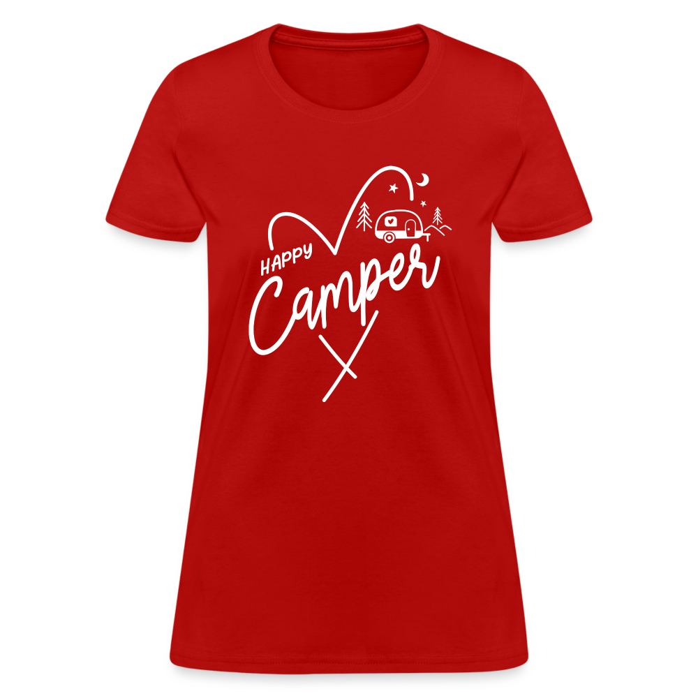 Happy Camper Women's T-Shirt (Camping and RVing) - red