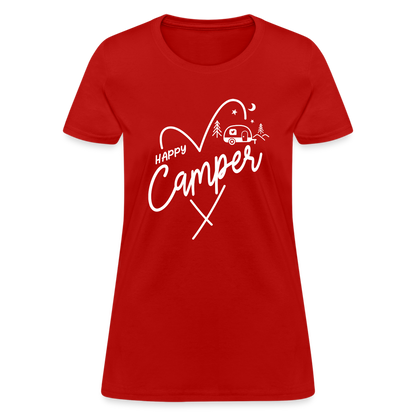 Happy Camper Women's T-Shirt (Camping and RVing) - red