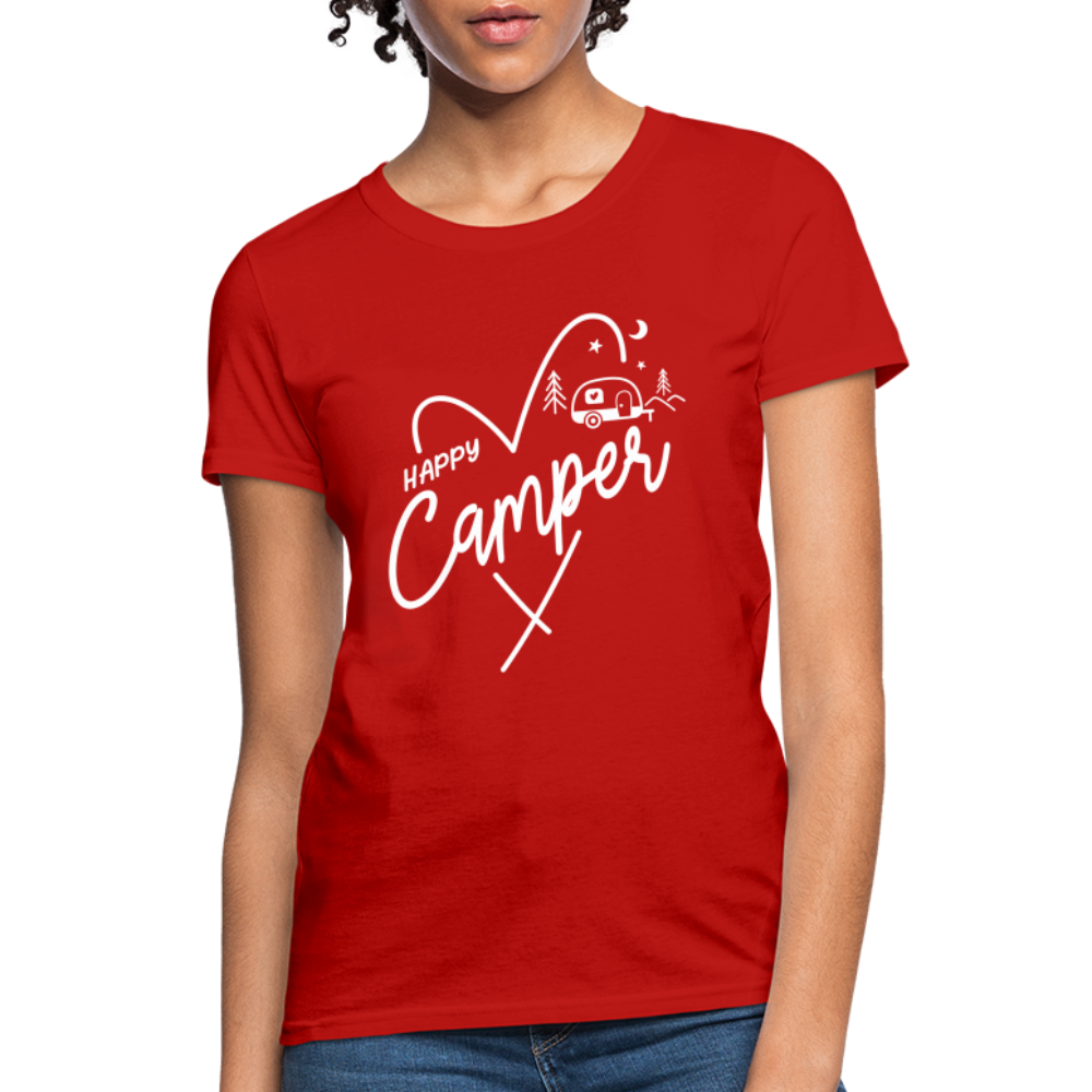 Happy Camper Women's T-Shirt (Camping and RVing) - red