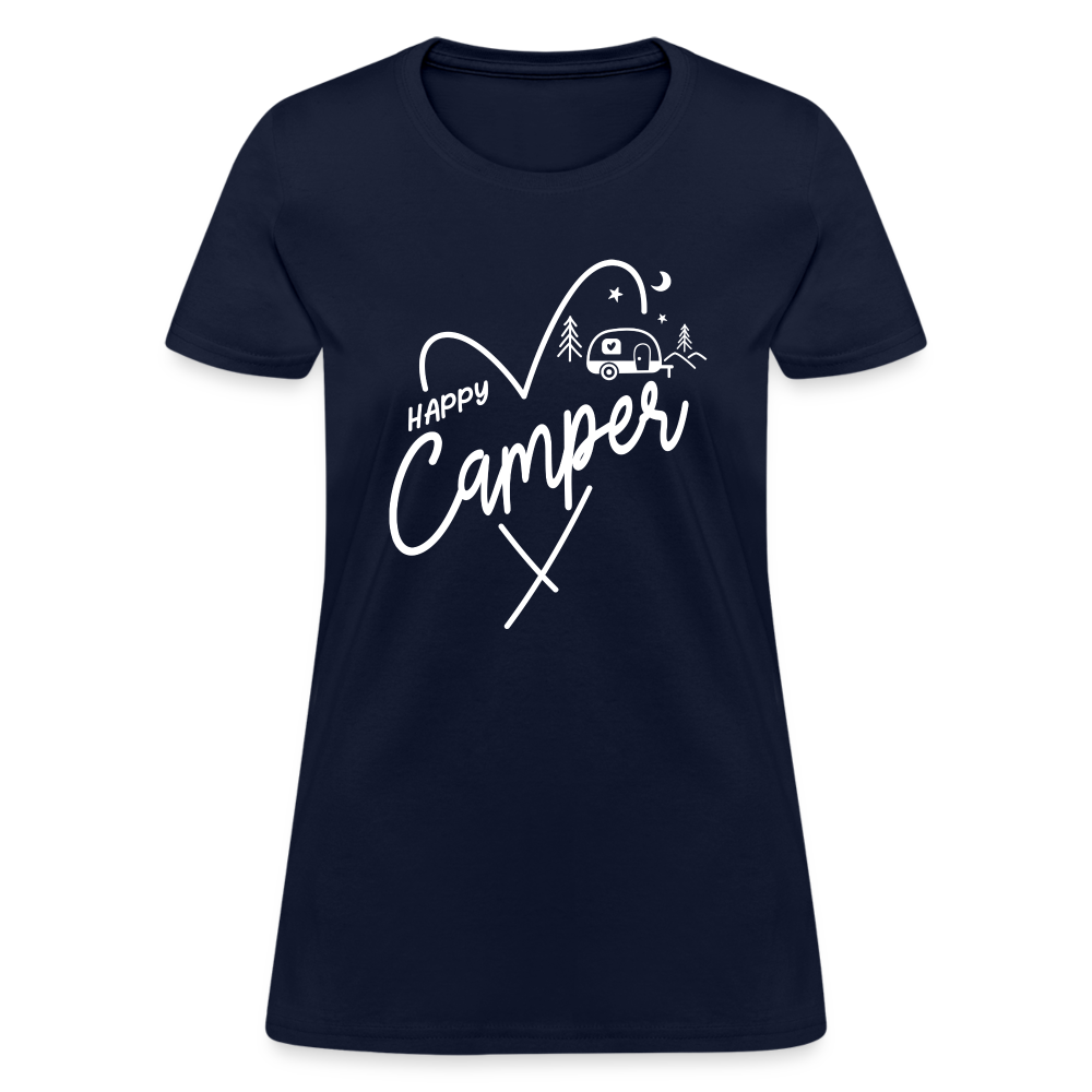 Happy Camper Women's T-Shirt (Camping and RVing) - navy