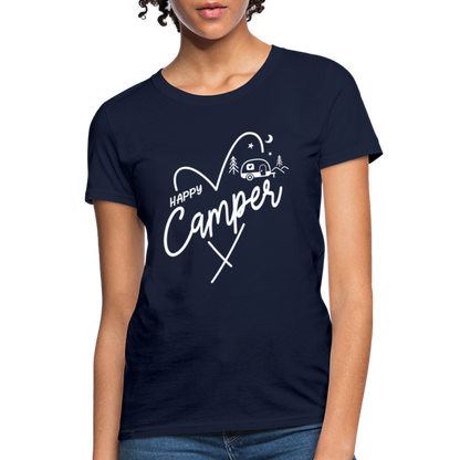 Happy Camper Women's T-Shirt (Camping and RVing) - navy