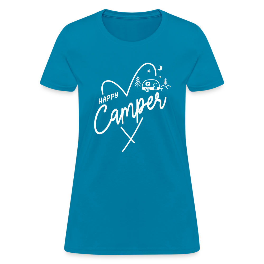 Happy Camper Women's T-Shirt (Camping and RVing) - turquoise