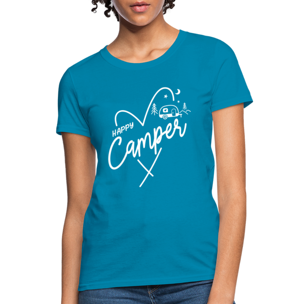 Happy Camper Women's T-Shirt (Camping and RVing) - turquoise