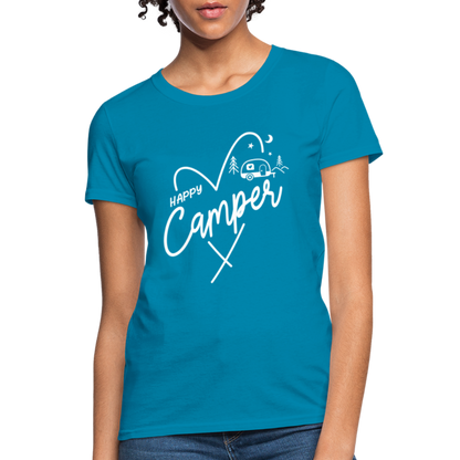 Happy Camper Women's T-Shirt (Camping and RVing) - turquoise