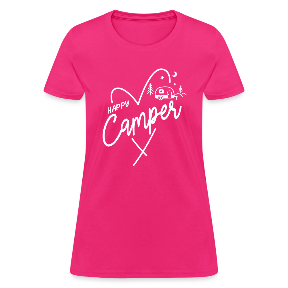 Happy Camper Women's T-Shirt (Camping and RVing) - fuchsia