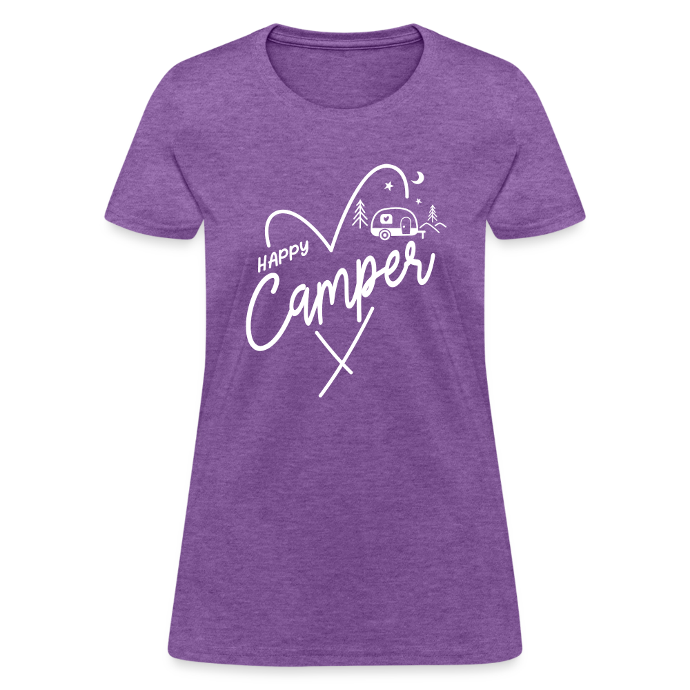 Happy Camper Women's T-Shirt (Camping and RVing) - purple heather