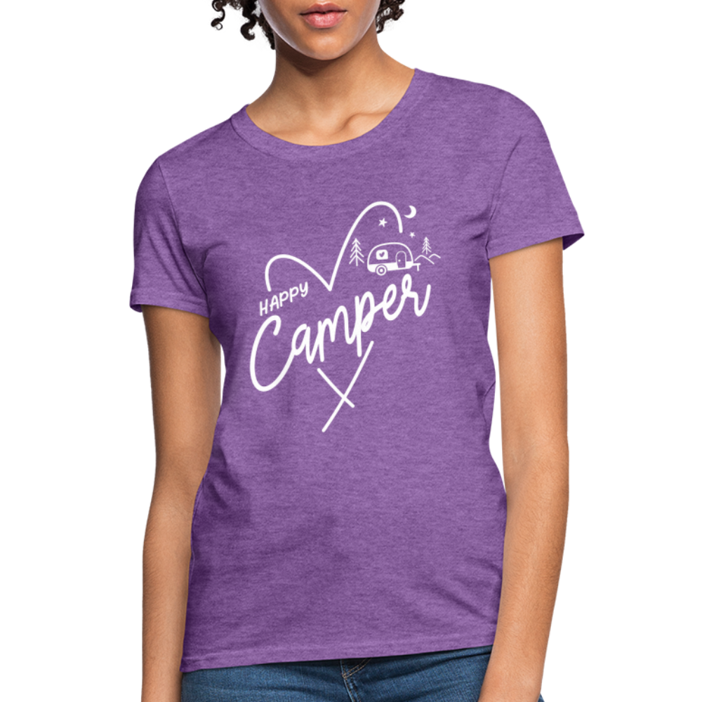 Happy Camper Women's T-Shirt (Camping and RVing) - purple heather