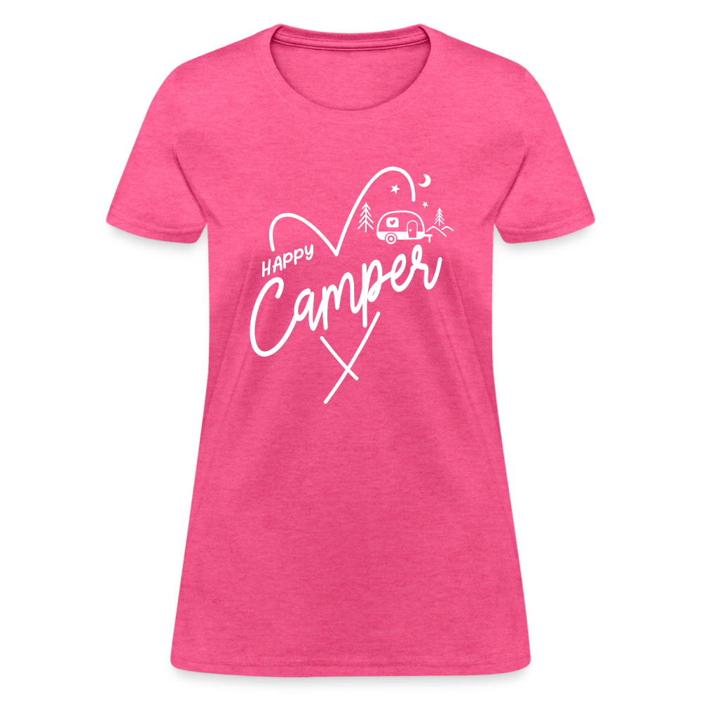 Happy Camper Women's T-Shirt (Camping and RVing) - heather pink