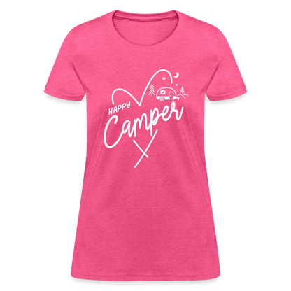 Happy Camper Women's T-Shirt (Camping and RVing) - heather pink