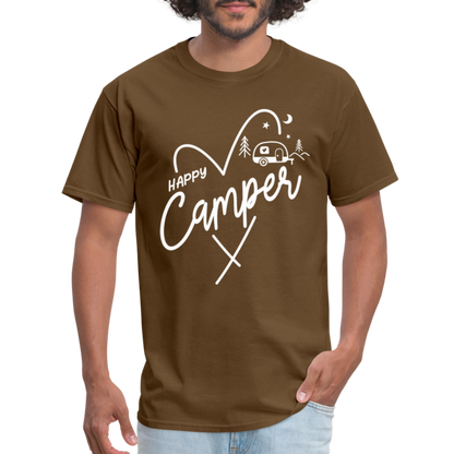 Happy Camper T-Shirt (Camping and RVing) - brown