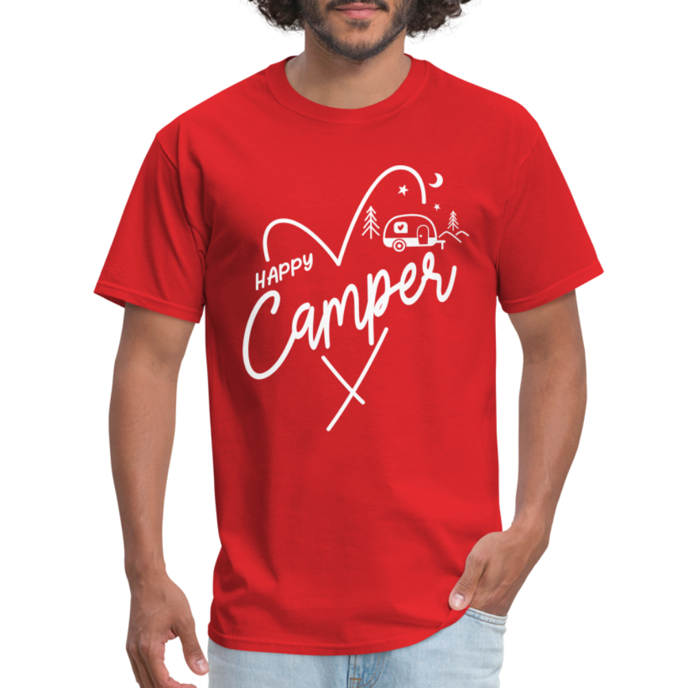 Happy Camper T-Shirt (Camping and RVing) - red