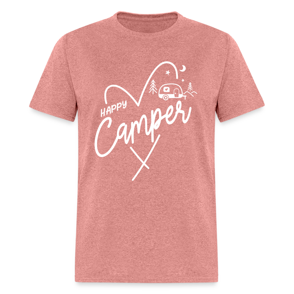 Happy Camper T-Shirt (Camping and RVing) - heather mauve