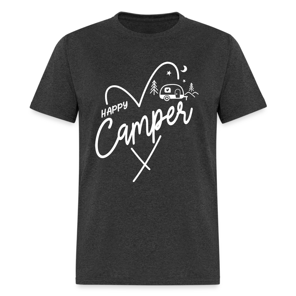 Happy Camper T-Shirt (Camping and RVing) - heather black