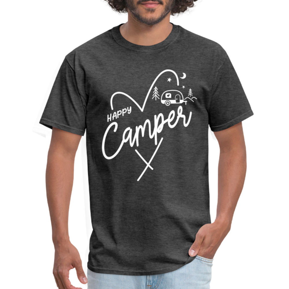 Happy Camper T-Shirt (Camping and RVing) - heather black