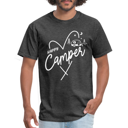 Happy Camper T-Shirt (Camping and RVing) - heather black