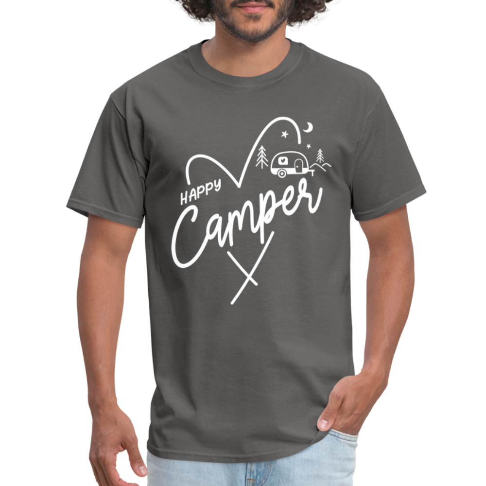 Happy Camper T-Shirt (Camping and RVing) - charcoal