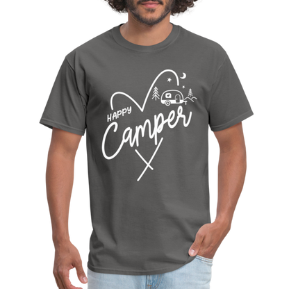 Happy Camper T-Shirt (Camping and RVing) - charcoal