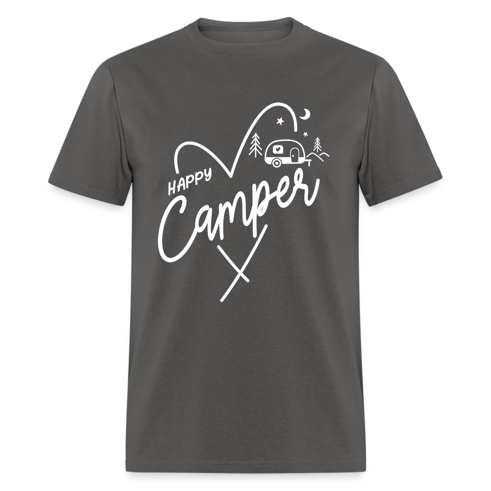 Happy Camper T-Shirt (Camping and RVing) - charcoal