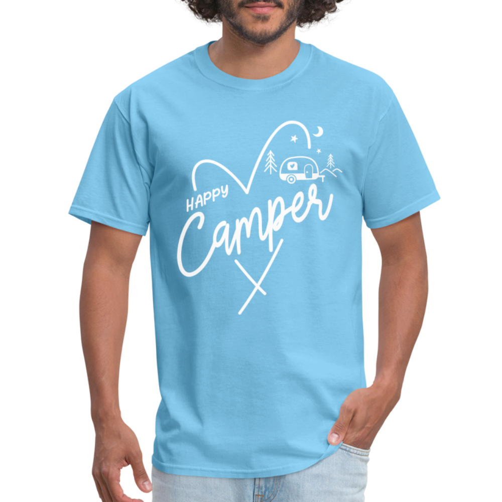 Happy Camper T-Shirt (Camping and RVing) - aquatic blue