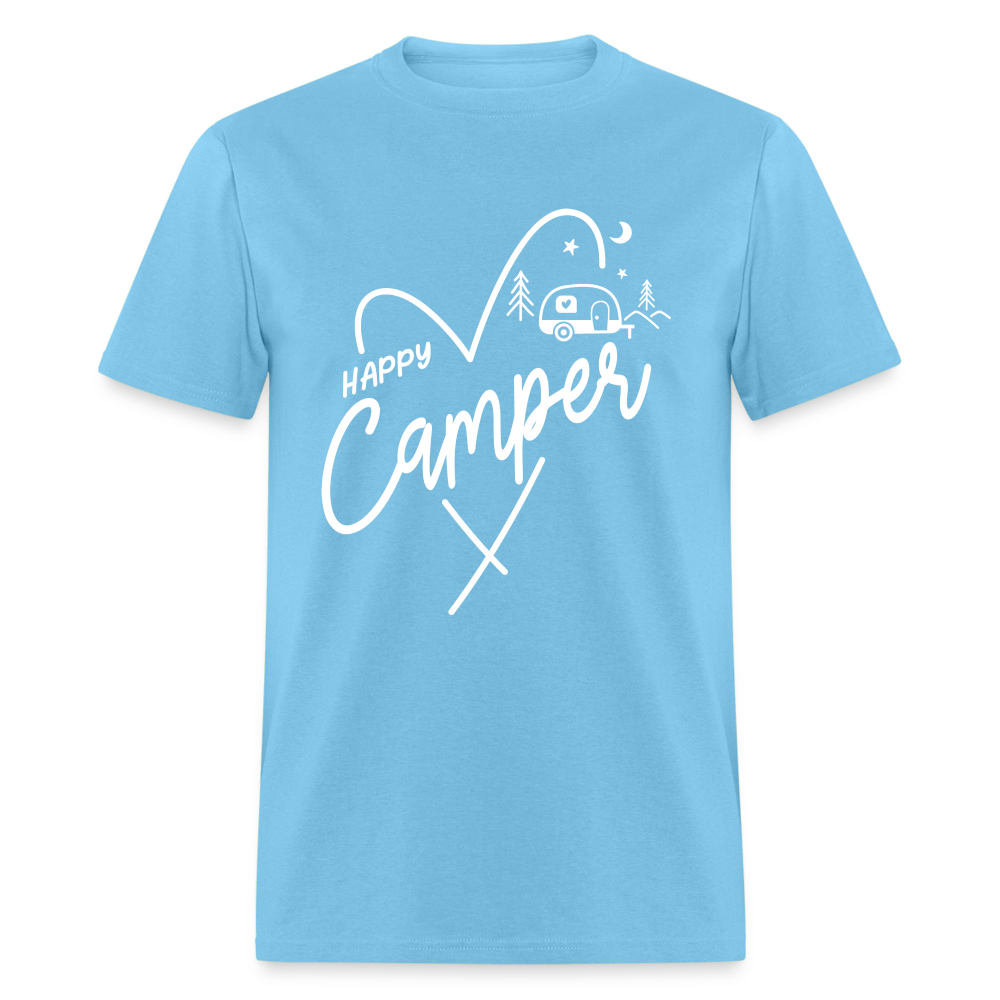 Happy Camper T-Shirt (Camping and RVing) - aquatic blue