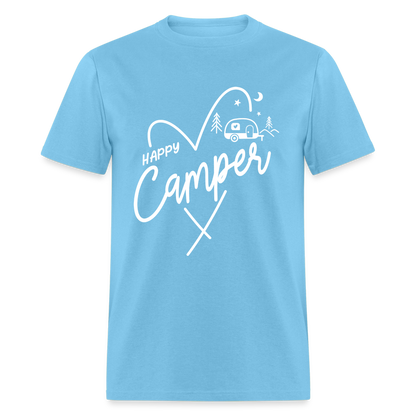 Happy Camper T-Shirt (Camping and RVing) - aquatic blue