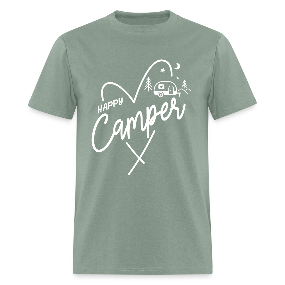 Happy Camper T-Shirt (Camping and RVing) - sage